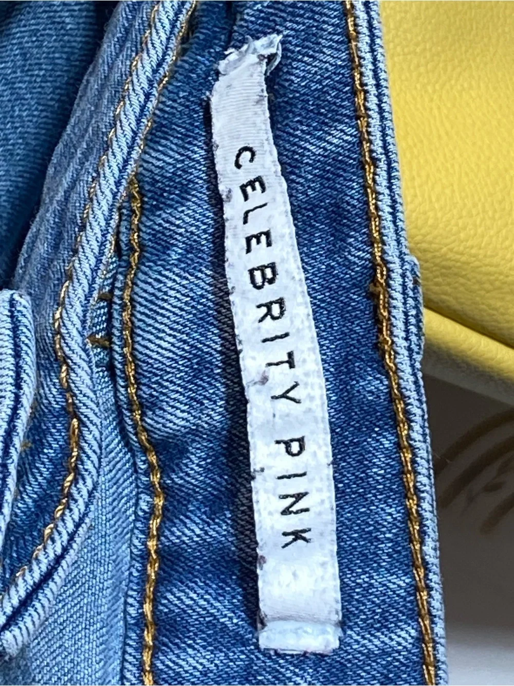 Celebrity Pink Light Blue Rolled Cuff Denim Bermuda Shorts